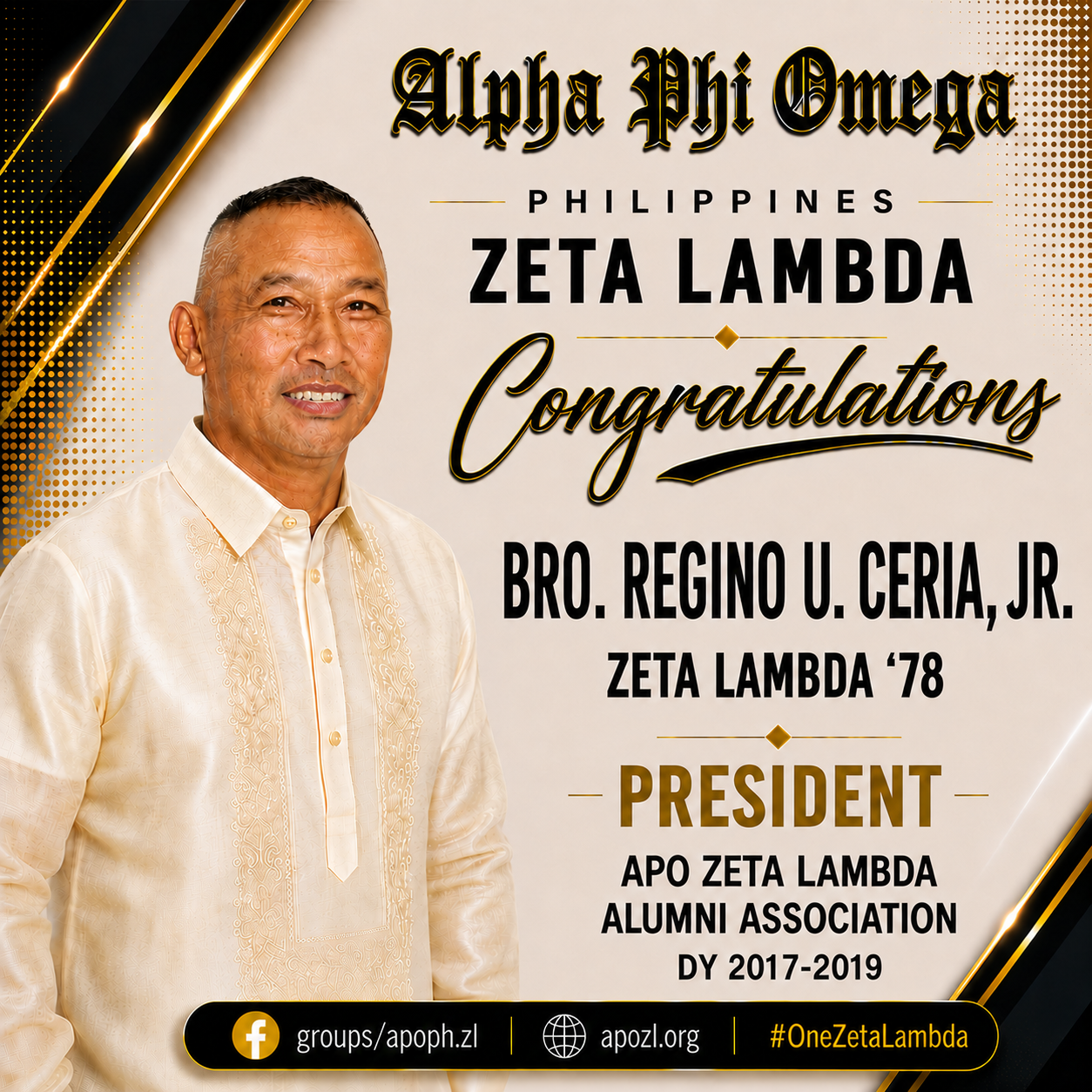 Bro. Regino U. Ceria, Jr. ’78 Assumes Leadership of the APO Zeta Lambda Alumni Association