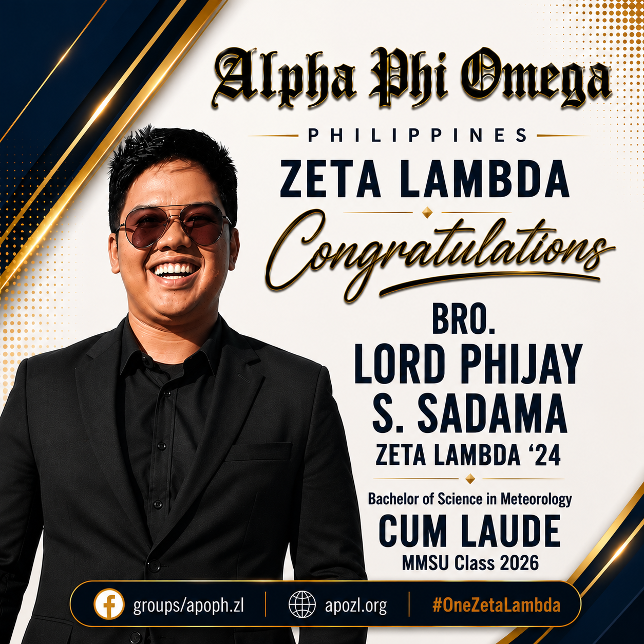 Congratulations, Bro. Lord Phijay S. Sadama, Zeta Lambda ’24
