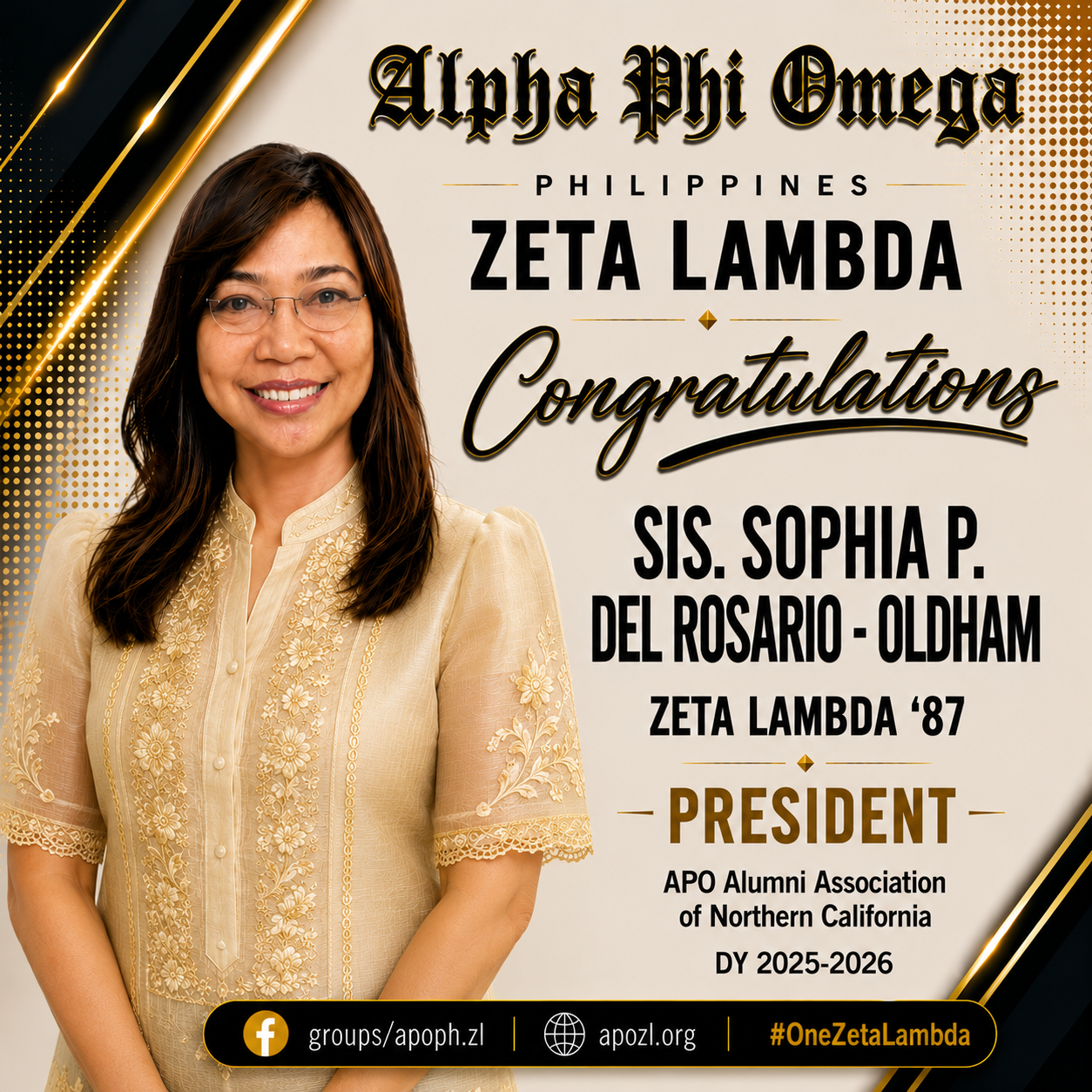 Congratulations, Sis. Sophia Natividad P. del Rosario – Oldham, Zeta Lambda ’87