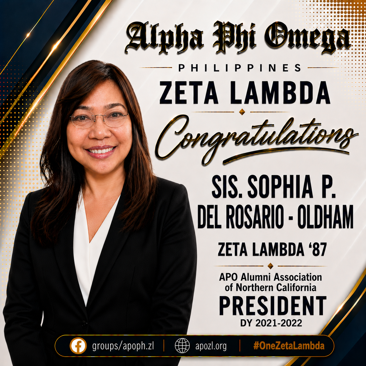 Congratulations, Sis. Sophia Natividad P. del Rosario – Oldham, Zeta Lambda ’87