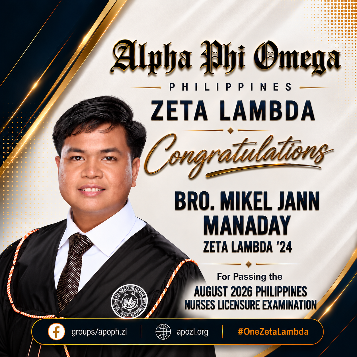 Congratulations, Bro. Mikel Jann Manaday, Zeta Lambda ’24