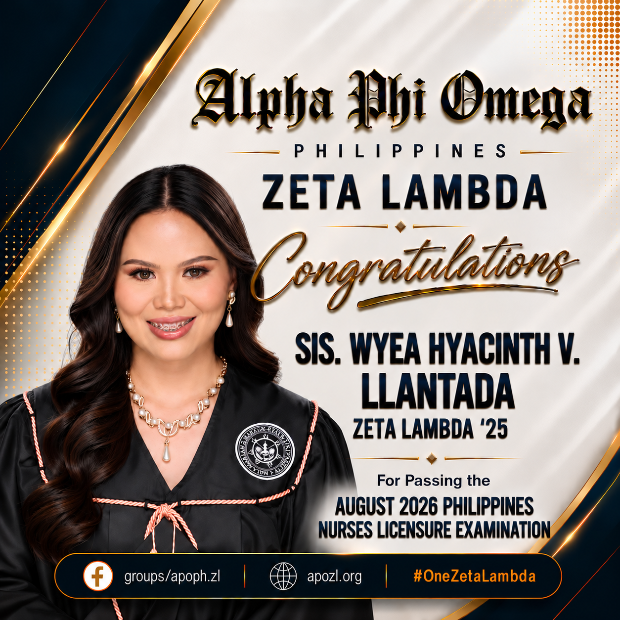 Congratulations, Sis. Wyea Hyacinth V. Llantada, Zeta Lambda ’25